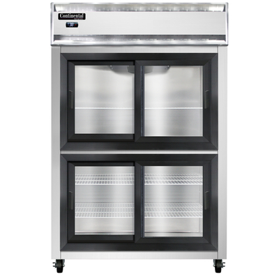 Continental Refrigerator 2RNSGDHD 52" W Two-Section Glass Door Reach-In Refrigerator