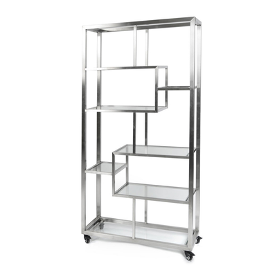 Eastern Tabletop ST1763 35-1/2”W x 14”D x 73”H Square Stainless Steel Square Mobile Back Bar Display