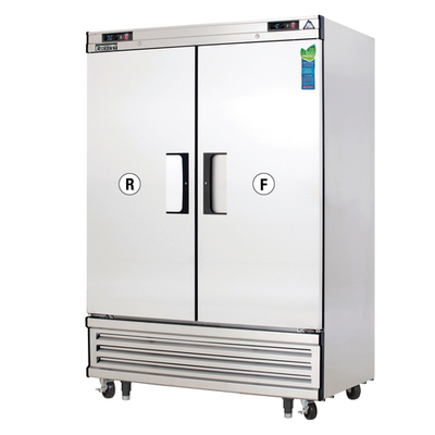 Everest Refrigeration EBRF2 54.13" W Two-Section Solid Door Reach-In Dual Temperature Refrigerator/Freezer Combo