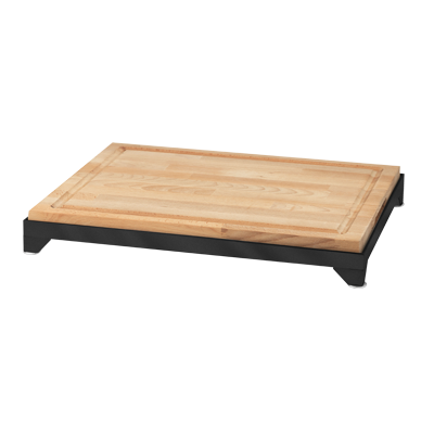 Eastern Tabletop 9653MB 24" x 18" Butcher Block Carving Board with Black Coated Stainless Steel Frame