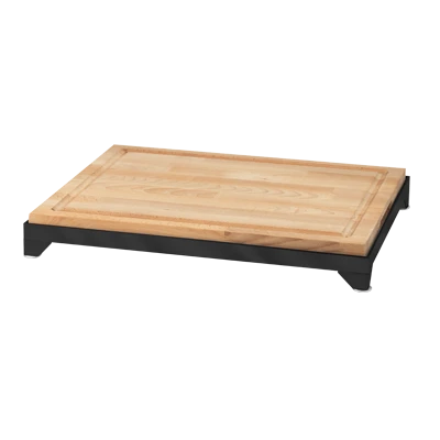 Eastern Tabletop 9653MB 24" x 18" Butcher Block Carving Board with Black Coated Stainless Steel Frame