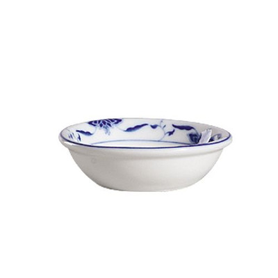 CAC China 103-43 3" Dia. Bone White Porcelain Round Blue Lotus Sauce Dish (20 Dozen Per Case)