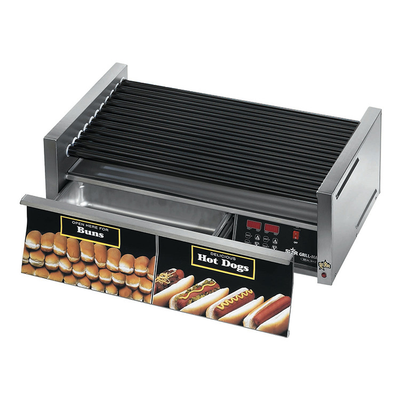 Star 75STBDE Stadium Seating Grill-Max Hot Dog Grill 75 Hot Dogs & 48 Buns Capacity Roller-Type Integrated Bun Drawer