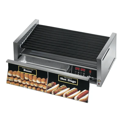 Star 75STBDE Stadium Seating Grill-Max Hot Dog Grill 75 Hot Dogs & 48 Buns Capacity Roller-Type Integrated Bun Drawer