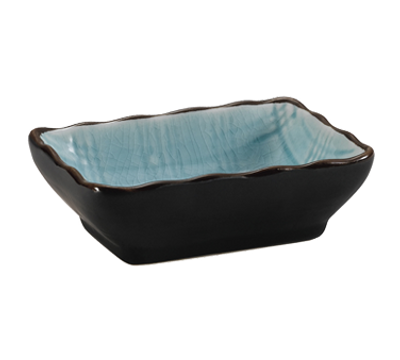 CAC China 666-32-BLU 3.25" W X 2.5" D X 1" H Lake Blue Ceramic Rectangular Japanese Style Sauce Dish (4 Dozen Per Case)