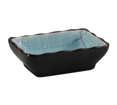 CAC China 666-32-BLU 3.25" W X 2.5" D X 1" H Lake Blue Ceramic Rectangular Japanese Style Sauce Dish (4 Dozen Per Case)