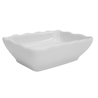 CAC China SHA-32A 4" W X 2.63" D X 1.13" H Super White Porcelain Rectangular Sushia Sauce Dish (4 Dozen Per Case)