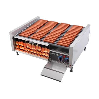 Star 75STBD Stadium Seating Grill-Max Hot Dog Grill 75 Hot Dogs & 48 Buns Capacity Roller-Type Integrated Bun Drawer