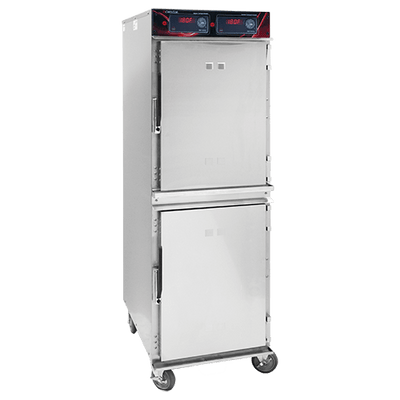 Cres Cor 1200HHSS2DX 26.63" W Stainless Steel Solid Two Compartment Mobile Heated Cabinet - 120 Volts