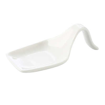 CAC China PTS-50 Super White Porcelain Square Party Collection Spoon (6 Dozen Per Case)