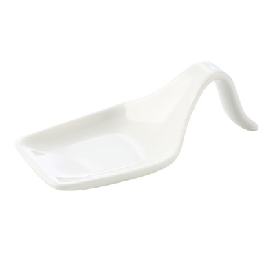 CAC China PTS-50 Super White Porcelain Square Party Collection Spoon (6 Dozen Per Case)