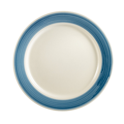 CAC China R-16-BLU 10.5" Dia. Blue Ceramic Round Rainbow Plate (1 Dozen)