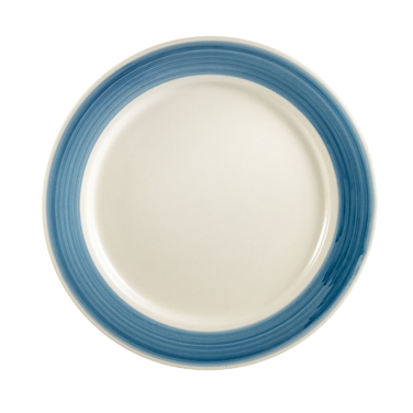 CAC China R-8-BLU 9" Dia. Blue Ceramic Round Rainbow Plate (2 Dozen Per Case)