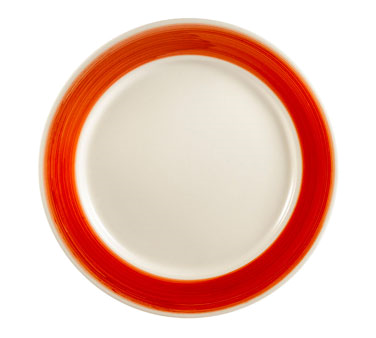 CAC China R-21-R 12&quot; Dia. Red Ceramic Round Rainbow Plate (1 Dozen)