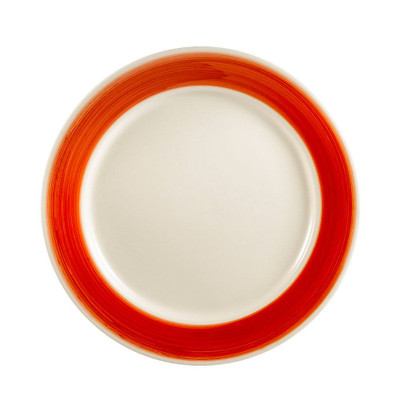 CAC China R-21-R 12" Dia. Red Ceramic Round Rainbow Plate (1 Dozen)