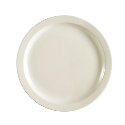 CAC China WAS-8 9" Dia. European White Ceramic Round Washington Plate (2 Dozen Per Case)