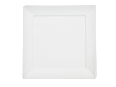 CAC China F-SQ7 Bone White Porcelain Square Paris-French Plate (3 Dozen Per Case)