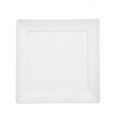 CAC China F-SQ7 Bone White Porcelain Square Paris-French Plate (3 Dozen Per Case)