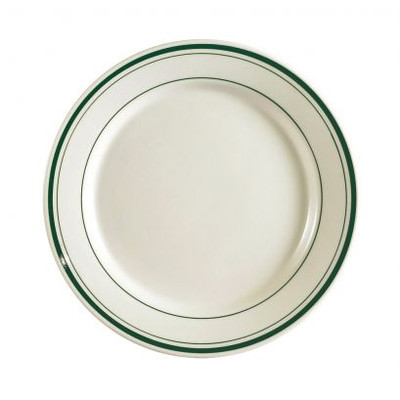 CAC China GS-16 10.5" Dia. American White Ceramic Round Greenbrier Plate (1 Dozen)