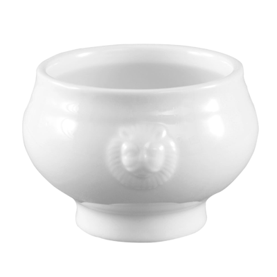 CAC China LN-8-P 8 Oz. Super White Porcelain Lion Head Tureen or Bouillon (3 Dozen Per Case)