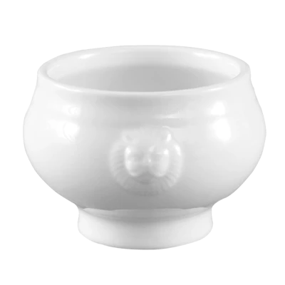 CAC China LN-12-P 12 Oz. Super White Porcelain Lion Head Tureen or Bouillon (2 Dozen Per Case)