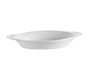 CAC China COA-8-P 8 Oz. Super White Porcelain Oval Welsh Rarebit Baking Dish (3 Dozen Per Case)