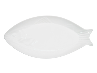CAC China COL-F92 40 Oz. Super White Porcelain Free Form COL Fish Platter (4 Per Case)