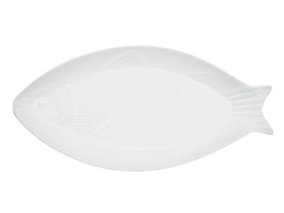 CAC China COL-F92 40 Oz. Super White Porcelain Free Form COL Fish Platter (4 Per Case)