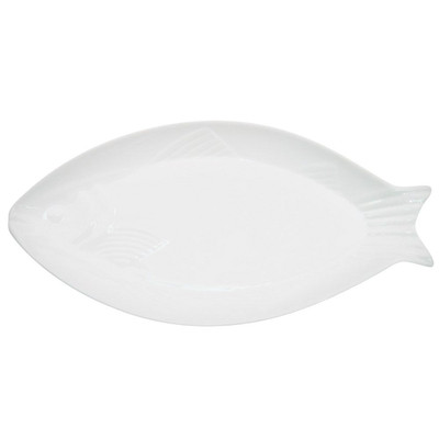 CAC China COL-F92 40 Oz. Super White Porcelain Free Form COL Fish Platter (4 Per Case)