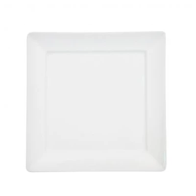 CAC China F-SQ6 Bone White Porcelain Square Paris-French Plate (3 Dozen Per Case)