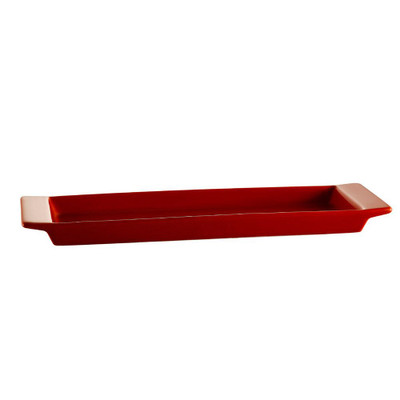 CAC China F-3S-R Red Porcelain Rectangular Fortune Tray (2 Dozen Per Case)