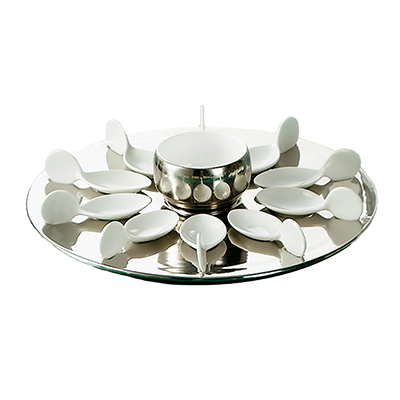 CAC China PTP-21-SL Super White Porcelain Party Collection Tasting Spoon Set (4 Set Per Case)