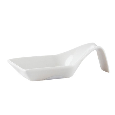 CAC China PTS-43 1 Oz. Super White Porcelain Square Party Collection Spoon (12 Dozen Per Case)