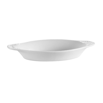 CAC China COA-25-P 25 Oz. Super White Porcelain Oval Welsh Rarebit Baking Dish (2 Dozen Per Case)