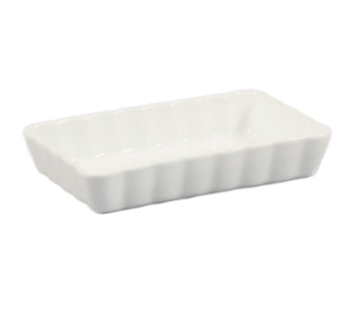CAC China QCD-RT7 12 Oz. Super White Porcelain Rectangular Quiche Baking Dish (3 Dozen Per Case)
