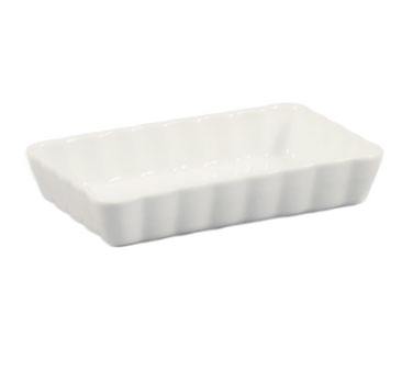 CAC China QCD-RT7 12 Oz. Super White Porcelain Rectangular Quiche Baking Dish (3 Dozen Per Case)