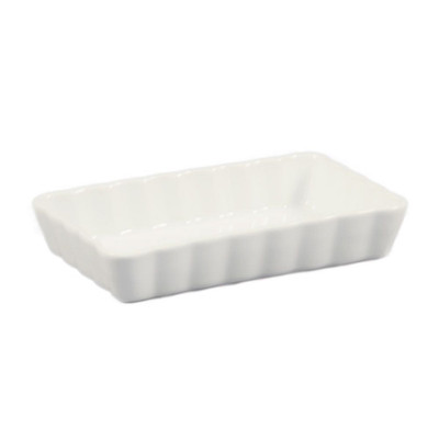 CAC China QCD-RT7 12 Oz. Super White Porcelain Rectangular Quiche Baking Dish (3 Dozen Per Case)
