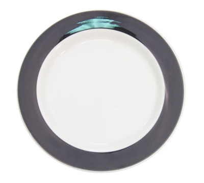 CAC China R-8-BLK 9&quot; Dia. Black Ceramic Round Rainbow Plate (2 Dozen Per Case)