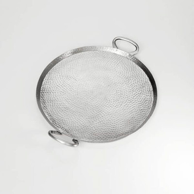American Metalcraft G17 17" W x 2" H Round Hammered Stainless Steel Griddle