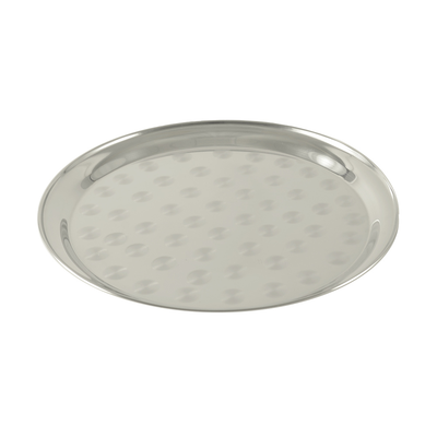 CAC China SSST-13 13.75" Dia. Stainless Steel Round Serving Tray (48 Each Per Case)