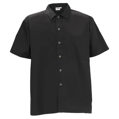 Winco UNF-1KXXL Black Broadway Chef Shirt with Single Chest Pocket
