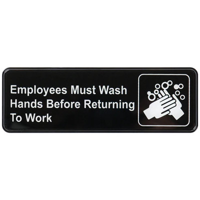 Winco SGN-322 9"W x 3"H Black Information Sign