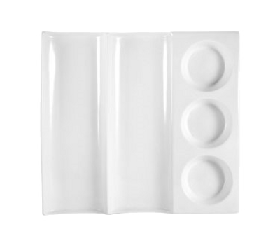 CAC China CTY-23 Super White Porcelain Square CitySquare Contemporary Tray (1 Dozen)