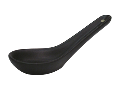 CAC China 666-40-BLK Black Ceramic Japanese Style Soup Spoon (6 Dozen Per Case)