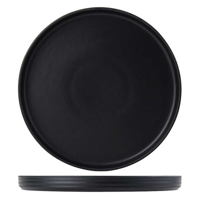 Tuxton VBAS106 10-3/4" Porcelain Matte Black Round Plate (1 Dozen) (1 Dozen)
