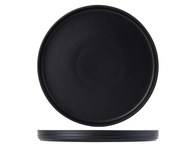 Tuxton VBAS106 10-3/4" Porcelain Matte Black Round Plate (1 Dozen) (1 Dozen)