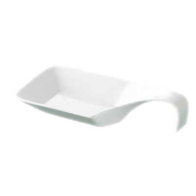 CAC China PTS-46 9 Oz. Super White Porcelain Square Party Collection Spoon Bowl (4 Dozen Per Case)
