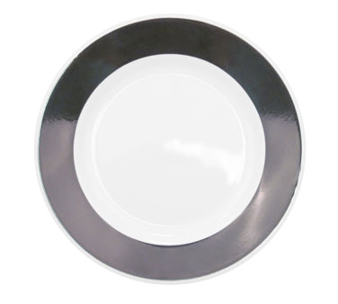 CAC China R-21-BLK 12" Dia. Black Ceramic Round Rainbow Plate (1 Dozen)