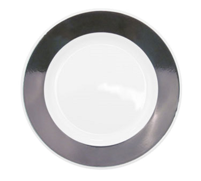 CAC China R-21-BLK 12&quot; Dia. Black Ceramic Round Rainbow Plate (1 Dozen)