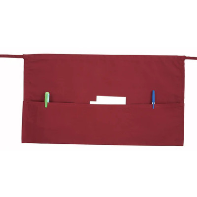 Winco WA-1221R Burgundy Waist Apron - 21-3/4"L x 12-1/2"W
